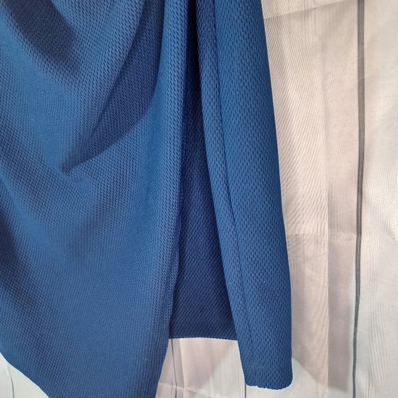 Bisou Bisou v-neck faux wrap asymmetrical blue dress - Picture 4 of 10